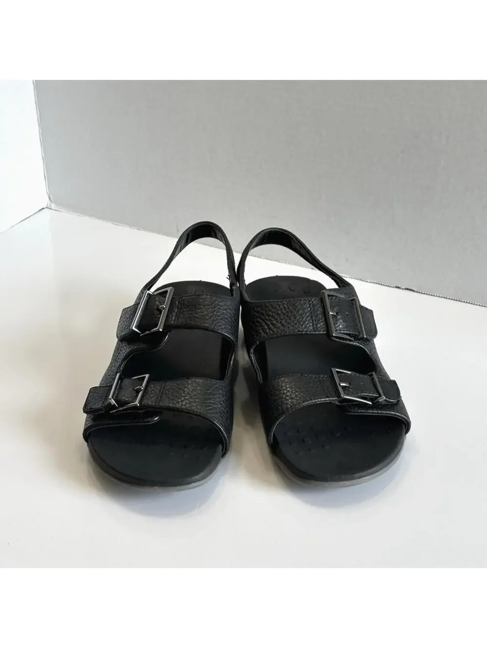 Vionic Albie Women Sz 6.5 Black Leather Strappy Slingback Orthotic Comfy Sandals